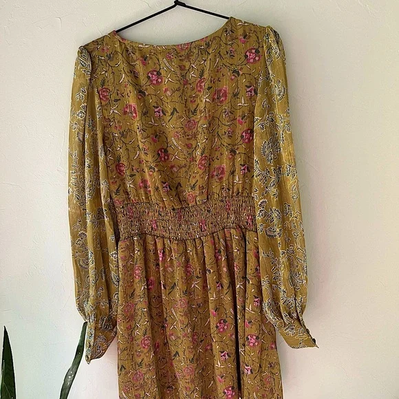 ✨NEW HOUSE OF HARLOW 1960 REVOLVE FLORAL METALLIC DRESS S - Picture 3 of 3